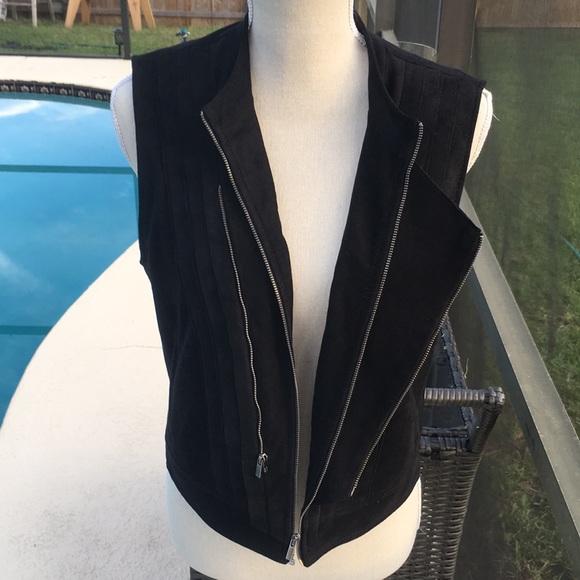 SOLD BCBG Suede Moto Vest - Picture 7 of 8